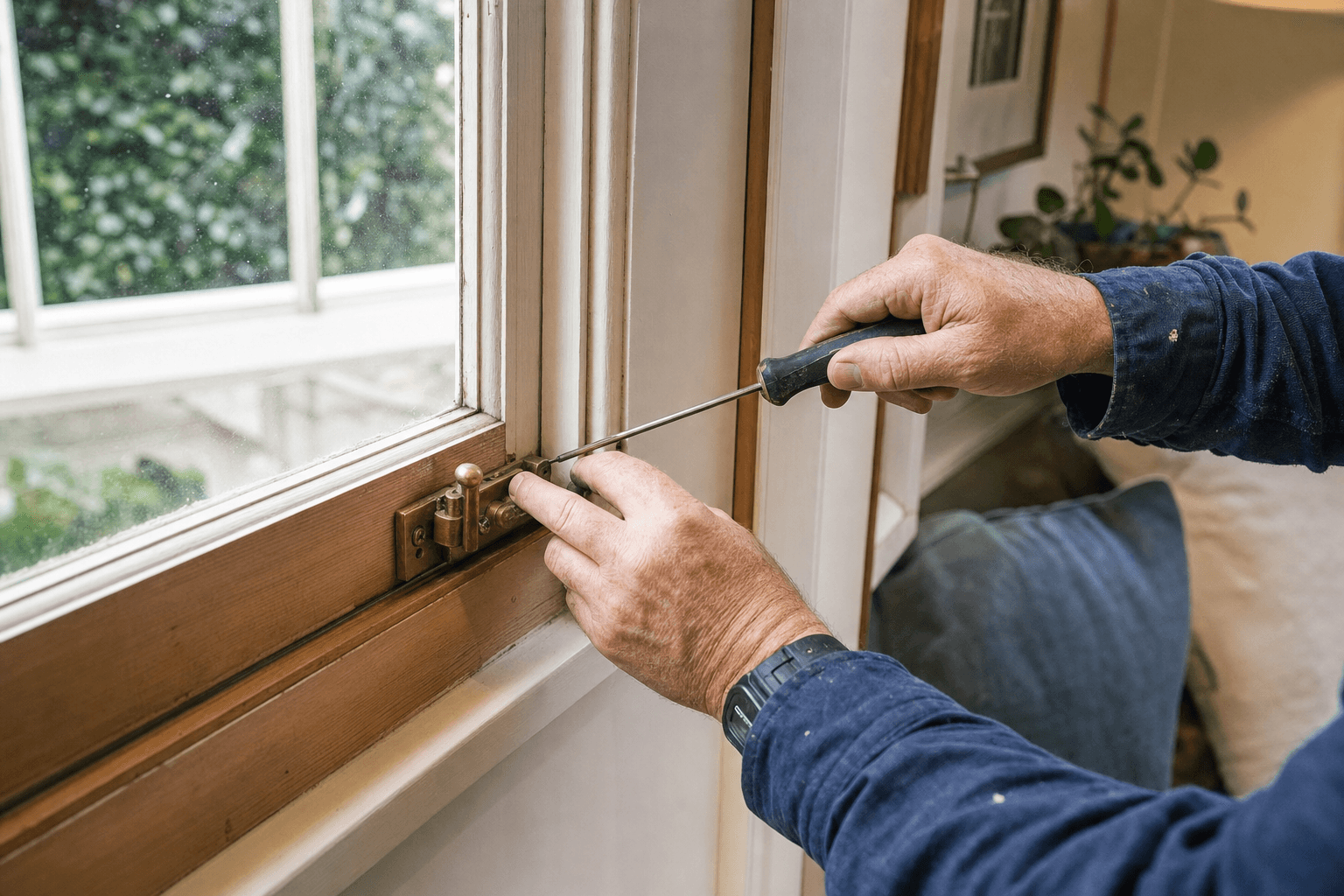 A property repair being discussed before work starts